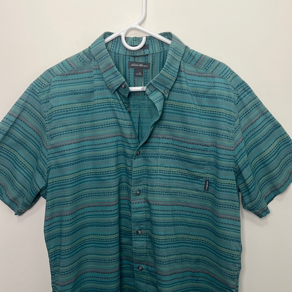 Eddie Bauer Men Classic Fit Aztec Pattern Print Button Down Shirt